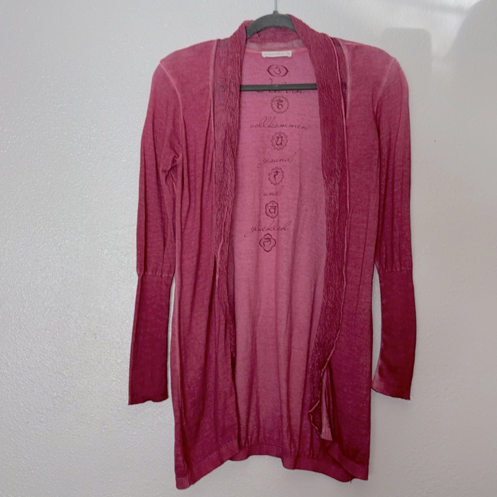 The Spirit Of Om Pink Open-Front Cardigan Cotton/Silk Size M